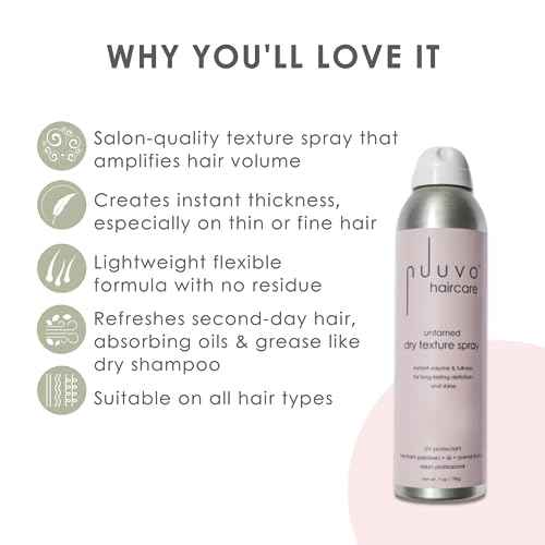 Nuuvo Untamed Dry Texture Spray for Women - Salon Quality Volumizing & Texturizing Hair Spray for Lightweight, Effortless Styles - UV Protection, Matte Finish - Cruelty Free Hair Products, 7oz