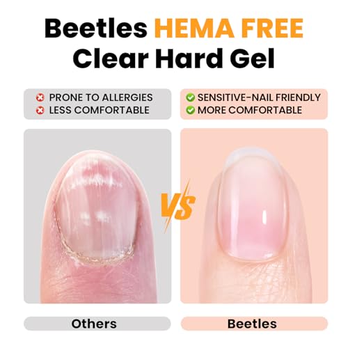 Beetles 0.5oz Pink Glitter Hard Gel 9-in-1 Nail Builder, HEMA-Free
