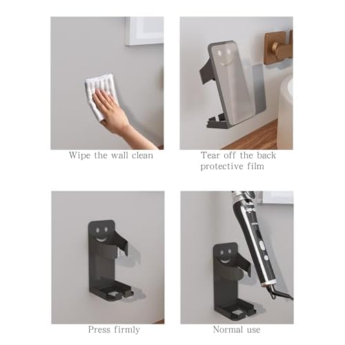 Slizy Wall-mounted hair tool organizer, styling iron holder, razor holder, 2 pieces per pack, black.