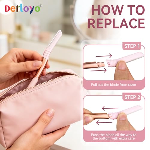 Eyebrow Razor Face Razor Dermaplaning Tool with 7 Blades & Silicone Cap