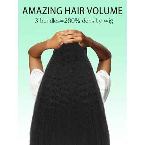Raw Bundles Human Hair Kinky Straight Bundles 12 14 16 Inch 100% Unprocessed Brazilian Hair 16A Double Weft Kinky Straight 3 Bundles Deals Human Hair Natural Black