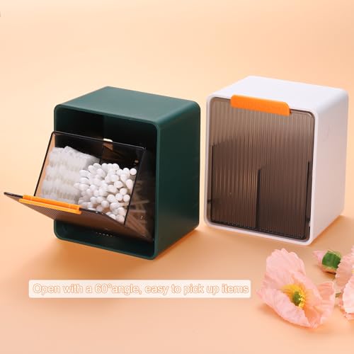 uxcell Green Grey Wall-Mounted Cotton Swab & Makeup Sponge Holder with 2 Compartments