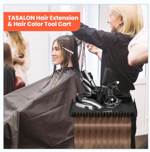 TASALON Black Salon Rolling Cart with Magnetic Dye Bowls