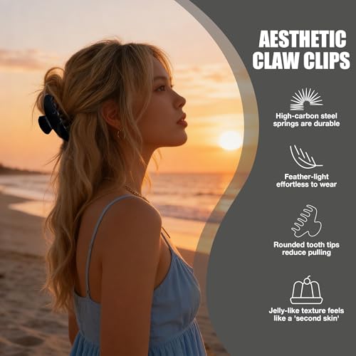 Large Nonslip Black Hair Claw Clip for Thick Hair - 4 Inch