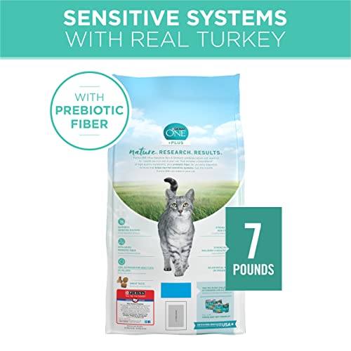 Purina ONE Sensitive Stomach, Sensitive Skin, Natural Dry Cat Food, +Plus Sensitive Skin and Stomach Formula - 7 lb. Bag