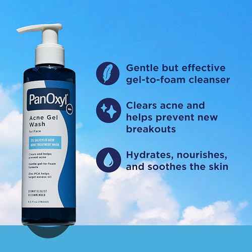 PanOxyl Acne Gel Wash, 2% Salicylic Acid, Moisturizes with Blue Algae and Aloe Vera, Mattifies with Zinc PCA, Nourishes Skin with Green Tea Extract and Betaine, with Allantoin, 6.5oz