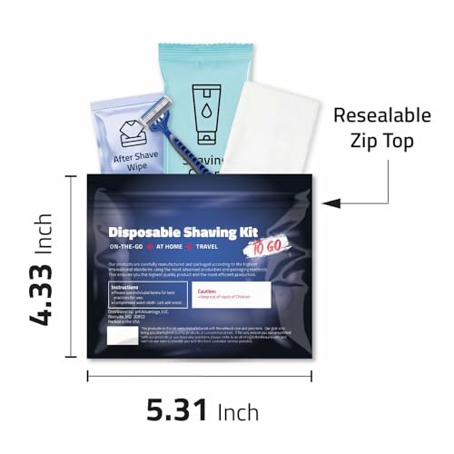 On-the-Go Shaving Kit ? Disposable Razor, Shaving Cream, Washcloth & Aftershave Wipe ? Travel Friendly, Grooming Essentials for Hygiene when on the Go - Black (1)