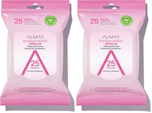 Almay Micellar Makeup Remover Wipes, 25 Count (Pack of 2)