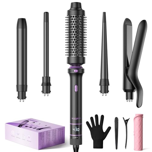 BESTOPE PRO 5-in-1 Curling Iron Set with Flat Iron & Brush