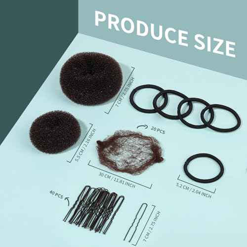 FANDAMEI 6 PCS Hair Bun Makers for Kids, 10 Invisible Bun Nets for Ballet Girls, 3PCS Extra Small 3PCS Small Donut Buns for Hair Kids, Bun Makers Hair Nets for Buns with 5 Elastics 20 Pins (Brown)