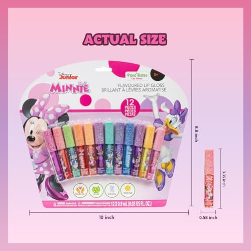 Minnie Mouse Plant Based Lip Gloss Set - 12 Pack Girls Makeup