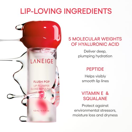 LANEIGE Flush Pop Peptide Lip Gloss - Plumping & Cooling