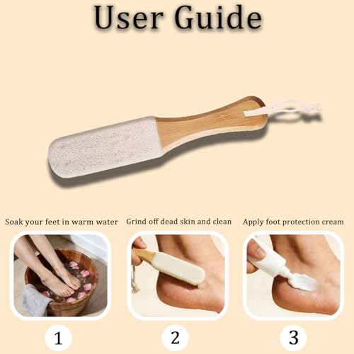2-Pack Pumice Stone Foot File with Natural Bamboo Handle - Callus Remover