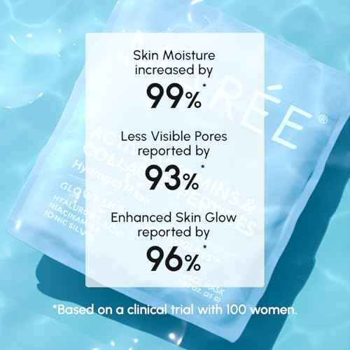 MAREE Hydrogel Collagen Facial Mask with Hyaluronic Acid ? Hydrating Face Masks Skincare ? Niacinamide, Amino Acids & Red Algae Extract ? Facial Masks For Women ? Mascarillas Para La Cara ? 4 Count