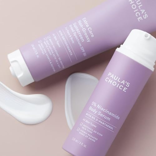 Paula's Choice 5% Niacinamide Body Serum Treatment + Extra Care Non Greasy Oil-Free Water-Resistant Body Sunscreen SPF 50, All Skin Types Including Acne-Prone, Fragrance-Free, Set of 2