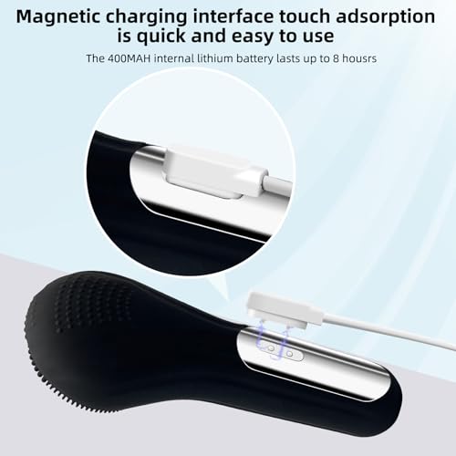 Electric Silicone Facial Brushes for Cleaning and Exfoliating,Electric Face Scrubber with Waterproof and Rechargeable Facial Skin Care for Women and Men£¨Black£©