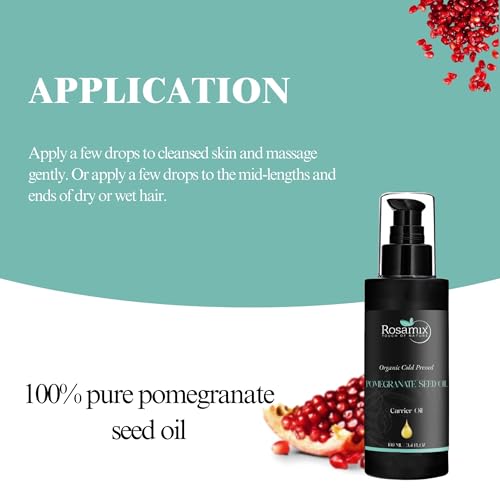 ORGANIC COLD PRESSED POMEGRANATE SEED OIL - 100% Pure - For Face, Skin.