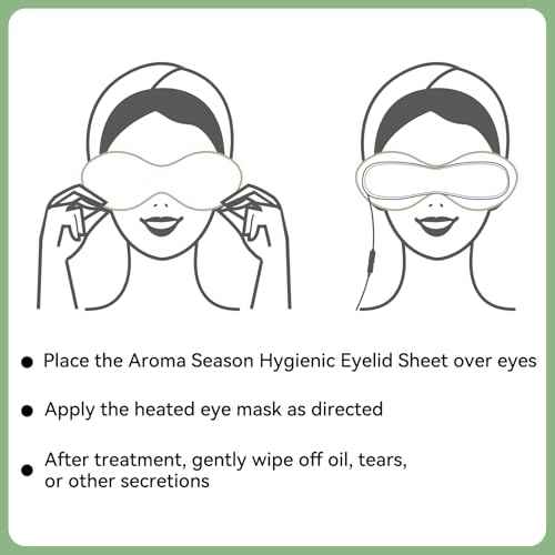 Aroma Season 100% Natural Cotton Hygienic Eyelid Sheets, Perfect for Use with Aroma Season Heated Eye Mask, Warm Eye Compress, Individually Wrapped Untreated Sheets 50 Count Box