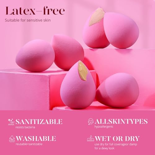 BEAKEY Makeup Sponge Set of 6 - Latex-Free Beauty Blenders