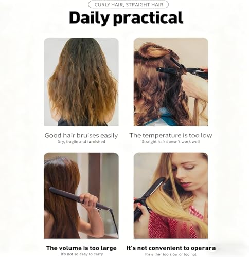 2-in-1 Rotating Curling Iron & Straightener, 3-Temp Ceramic