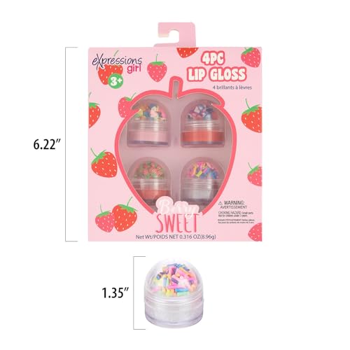EXPRESSIONS 4pc Glitter Lip Gloss Set – Berry Flavored