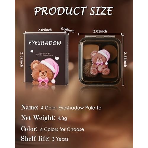 4 Colors Eyeshadow Palette, Matte & Shimmer Powder Makeup Palette, Highly Pigmented Blendable, Long Lasting Waterproof, Eye Shadow Palettes for Older Women, Neutral Shades Nude Beige and Brown-05