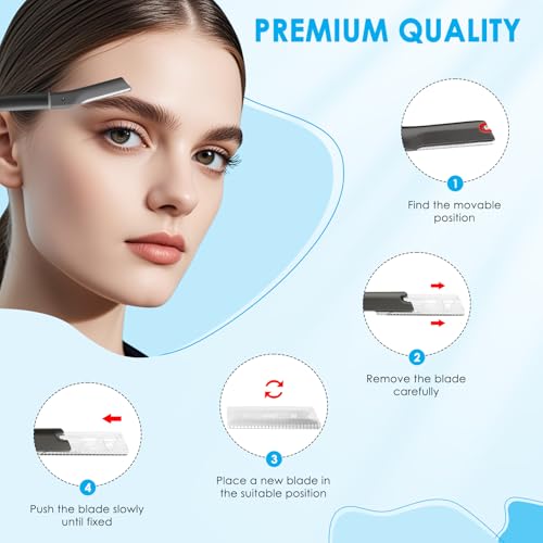 Dermaplane Razor for Women face, Dermaplaning Tool for Face, Facial Razors for Women & Men with 10 Replaceable Blades, Black