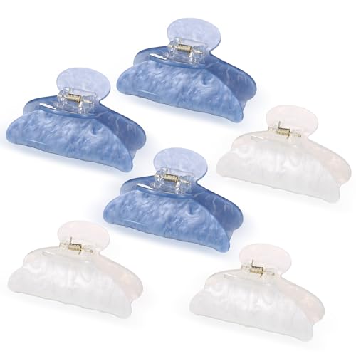 6 Pack Large Acrylic Hair Claw Clips for Women - Stylish Non-Slip Hold