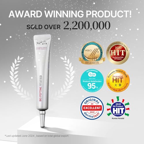 SWANICOCO Pregnancy Safe Fermentation Peptine Eye Care Cream Under Eye Cream with 8 Peptides and Niacinamide, Anti Aging Eye Cream for Wrinkles & Crows Feet Korean Skincare 20ml 0.68 Fl Oz