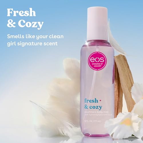 eos Fresh & Cozy Body & Hair Mist with Hyaluronic Acid & Glycerin - Moisturizing Vegan Body Spray for Women, 6 fl oz