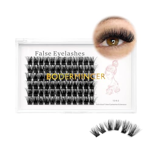 Bodermincer 72pcs Wide Cluster 3D Effect Glue Bonded Mink Super Cluster Eyelash Home Eyelash Extension Eyelashes D Curl Individual Lashes Makeup (12mm)