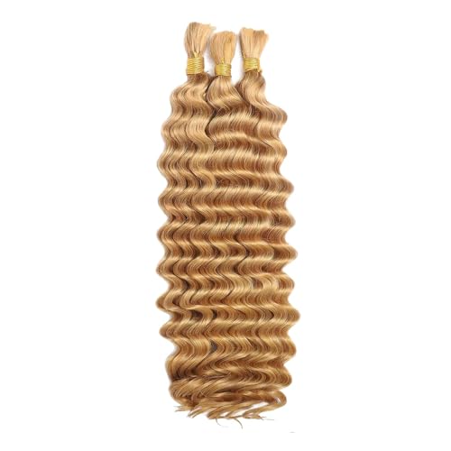 Honey Blonde Human Braiding Hair for Boho Braids 27 Deep Wave Bulk