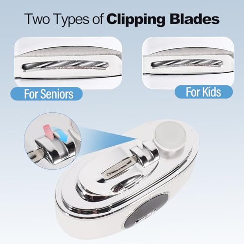Electric Nail Clipper with Adjustable Blade, LED Light, 3-in-1 Manicure Set for Seniors & Kids