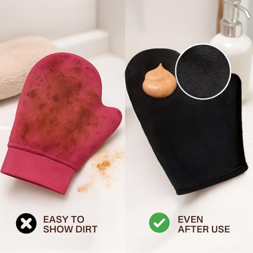 4 Pack Self Tanning Mitt Applicator Kit,Tanning Glove for Self Tan Mitt,Self Tanner Back Applicator,Mini Tan Mit, Exfoliating Mitt, for Sunless Streak-Free Fake Tanning