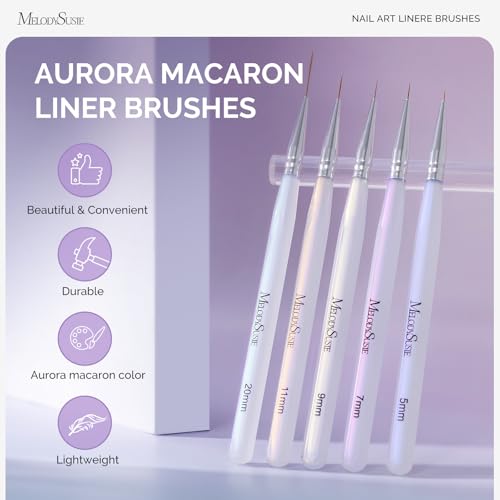 MelodySusie 5-Piece Nail Art Brush Set for Fine Detailing