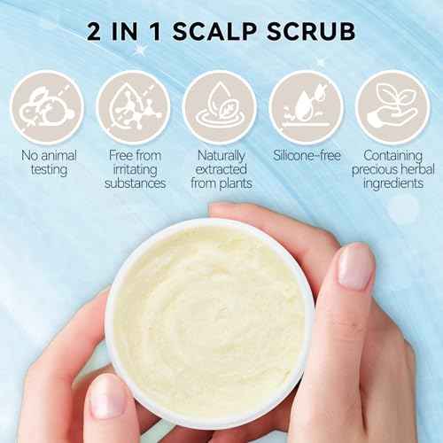 Scalp Scrub with Scalp Scrubber, Dry itchy Scalp & Dandruff Treatment, Scalp Exfoliator, Deep Cleans, Gentle Formula , 8.45 oz