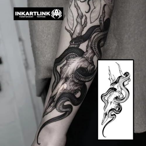 INKARTLINK Semi Permanent Tattoos, Realistic Temporary Tattoos, Snake Tattoos for Cool Boys and Girls, Waterproof and Non-reflective, Exquisite Packaging, Unique Design(Snake 4)