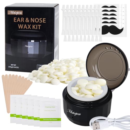 Nose Wax Kit,Unise Waxing Kit for Eyebrow Nose Mustache Hair Removal-Mini Warmer with Wax Beads, Applicators - Safe & Effective at Home Facial Hair Removal Wax Machine.£¨Black)