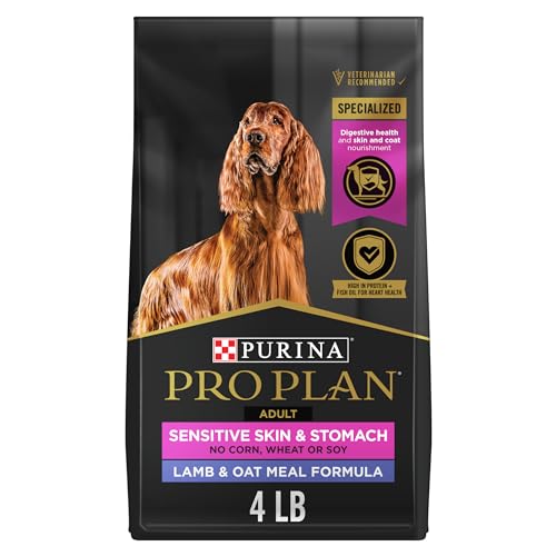 Purina Pro Plan Sensitive Skin and Sensitive Stomach Dog Food with Probiotics for Dogs, Lamb & Oat Meal Formula - 4 lb. Bag