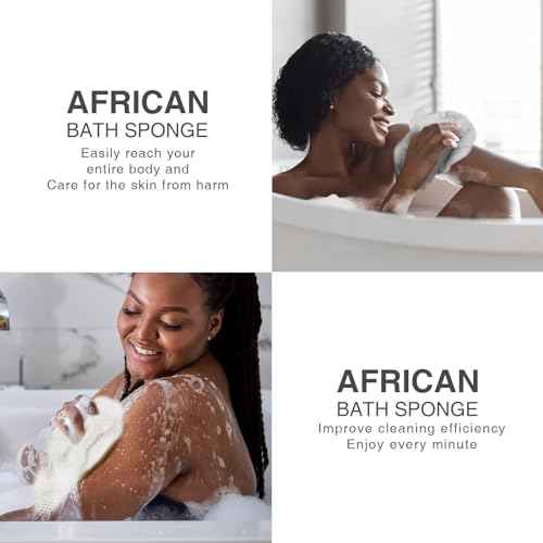 UJFQBH 3 Pieces African Net Sponge, African exfoliating net African Net Long Net Bath Sponge Exfoliating Shower Body Scrubber Back Scrubber Skin Smoother£¨Pink, Green, Off-White£©