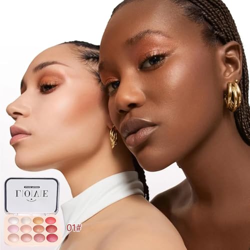 12-Color Baked Shimmer Palette - Eyeshadow, Blush & Highlighter