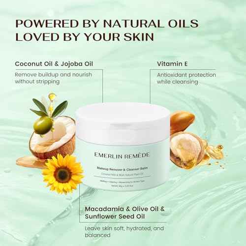 Makeup Remover & Cleanser Balm with Coconut Milk & Multi Natrual Plant Oil for Melting, Cleaning And Moisturizing For All Skin Type