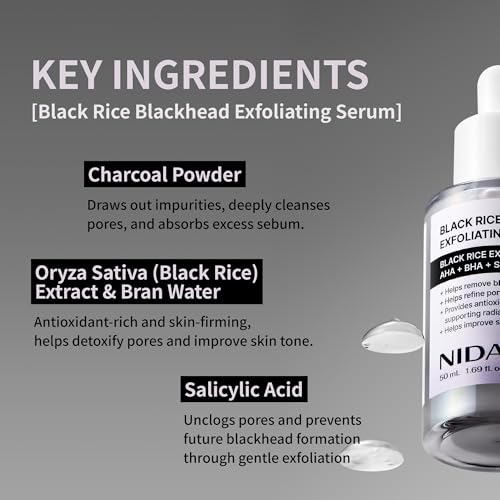 NIDA Black Rice Exfoliating Serum | 50ml Face Scrub for All Skin