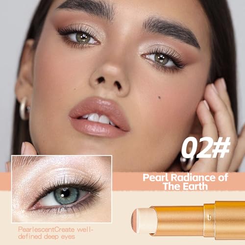 3-in-1 Waterproof Eyeshadow Stick - Tri-Color Gradient Cream Shadow Pencil for Women, Long-Lasting & Easy to Blend - Variation 02