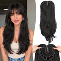 Hair Topper for Women 20" with Bangs, Black Brown for Thinning Hair