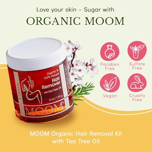 MOOM Organic Waxing Kit Gift Box for Women ? Sugar Wax Hair Removal for Face, Bikini & Underarms ? Travel Wax, Foot Spa Cream & Tools ? Ideal for traveling & gifting