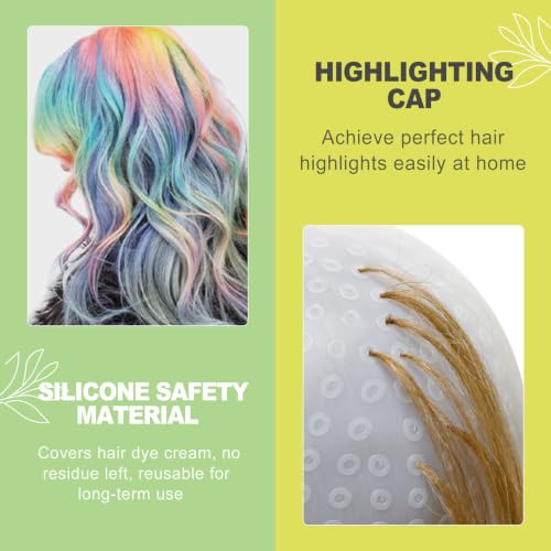Reusable Silicone Hair Highlighting Cap Set for DIY Hair Coloring & Bleaching