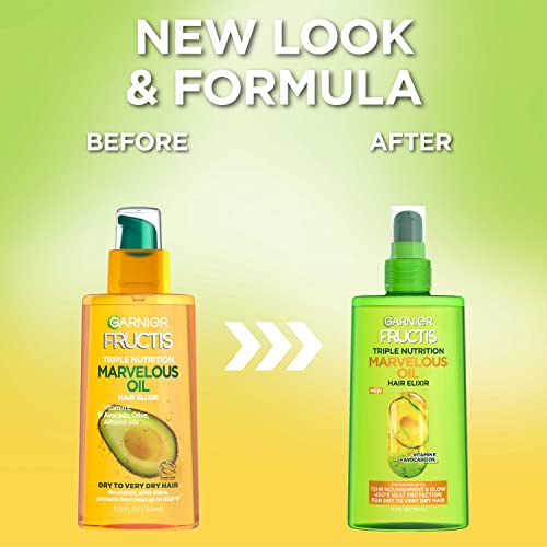 Garnier Fructis Triple Nutrition Marvelous Oil Hair Elixir, 5.0 Fl Oz, 1 Count (Packaging May Vary)