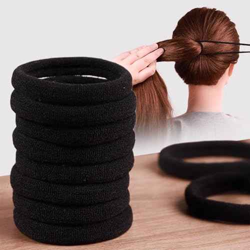 200PCS Black Hair Ties for Women & Girls Men Kids Toddler - Seamless, Thick, No Damage Elastic Hair Bands for Ponytails, Workouts, and Daily Use, Soft Seamless Nylon Hair Ties For Thick & Curly Hair.