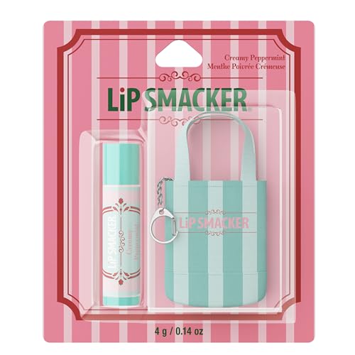Lip Smacker Holiday Getaway Lip Balm + Mini Tote Keychain, Moisturizing Lip Care, Fun Collectible Gift & Stocking Stuffer - Creamy Peppermint (Pack of 2)